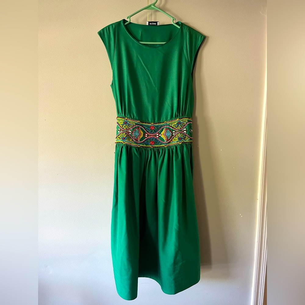 Green Moschino Couture Beaded Dress